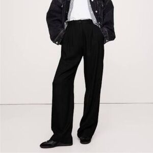 Banana Republic Black Wide-Leg SOHO Trousers